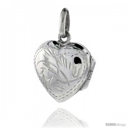 Tiny Sterling Silver Hand Engraved Heart Locket, 9/16 in. (14 mm) Wide