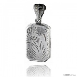 Sterling Silver Hand Engraved Rectangular Locket, 5/8 in X 13/16 in