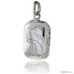 Small Sterling Silver Hand Engraved Rectangular Locket, 1/2 in X 11/16 in