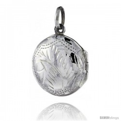 Small Sterling Silver Hand Engraved Round Locket, 11/16 in. (18 mm)