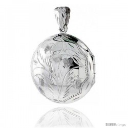 Large Sterling Silver Hand Engraved Round Locket, 1 3/16 in. (30 mm)