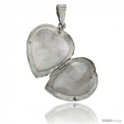 Sterling Silver Large Hand Engraved Heart Locket, 1 1/4 x 1 1/4 in