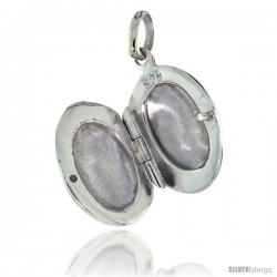 Small Sterling Silver Hand Engraved Oval Locket, 1/2 in. (12 mm) X 5/8 in. (17 mm) -Style Tl65