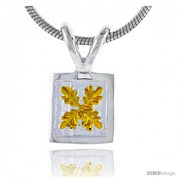 Hawaiian Theme Sterling Silver 2-Tone Flower Pendant, 5/16 (8 mm) tall -Style 6hp37