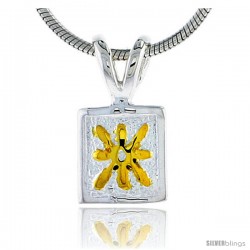 Hawaiian Theme Sterling Silver 2-Tone Flower Pendant, 5/16 (8 mm) tall -Style 6hp40