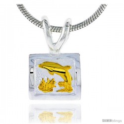 Hawaiian Theme Sterling Silver 2-Tone Dolphin Pendant, 5/16 (8 mm) tall