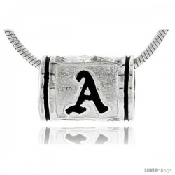 Sterling Silver Hawaiian Initial Letter A Alphabet Bead Charm, 1/2 in wide