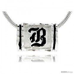 Sterling Silver Hawaiian Initial Letter B Barrel Bead Pendant, 1/2 in wide