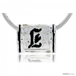 Sterling Silver Hawaiian Initial Letter E Barrel Bead Pendant, 1/2 in wide