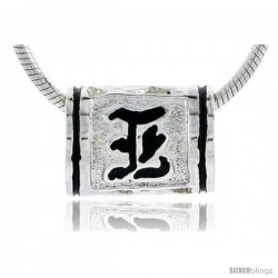 Sterling Silver Hawaiian Initial Letter I Barrel Bead Pendant, 1/2 in wide