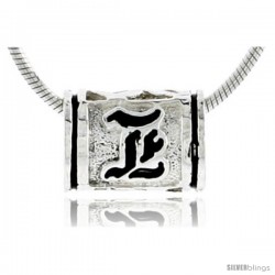 Sterling Silver Hawaiian Initial Letter L Barrel Bead Pendant, 1/2 in wide