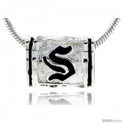 Sterling Silver Hawaiian Initial Letter S Barrel Bead Pendant, 1/2 in wide