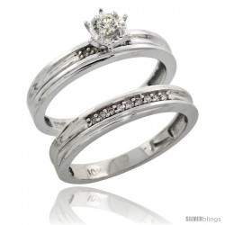 10k White Gold Ladies' 2-Piece Diamond Engagement Wedding Ring Set, 1/8 in wide -Style 10w120e2