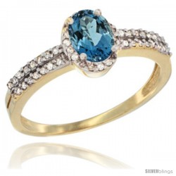 10k Yellow Gold Ladies Natural London Blue Topaz Ring oval 6x4 Stone -Style Cy905178