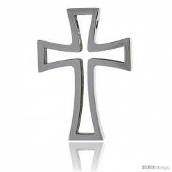 Stainless Steel Cut Out Cross Pendant 1 1/2 in. tall, w/ 30 in Chain