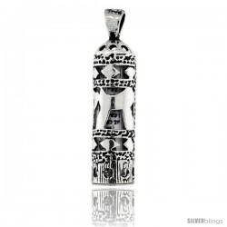 Sterling Silver Mezuzah Pendant w/ Chai Cut Outs, 1 in. (25 mm) tall