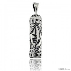 Sterling Silver Mezuzah Pendant, 1 in. (25 mm) tall