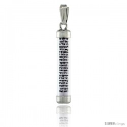 Sterling Silver Mezuzah Scroll Pendant in Tubular Glass Case, 1 5/16 in. (33 mm) tall