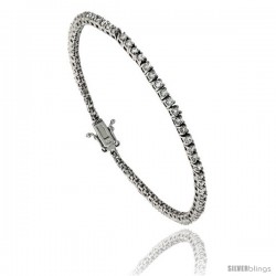 Sterling Silver CZ Tennis Bracelet 2.65 ct. size 2.5 mm stones Rhodium finished, 7.5 in