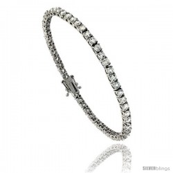 Sterling Silver CZ Tennis Bracelet 5.80 ct. size 3 mm stones Rhodium finished, 7.5 in