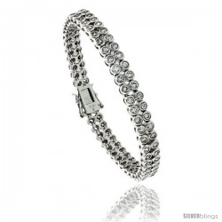 Sterling Silver 3.00 ct. size 2-Row Brilliant Cut CZ Tennis Bracelet, 7 in., 1/4" (6.5 mm) wide