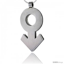 Stainless Steel Male Symbol Pendant 1 1/2 in tall, w/ 30 in Chain