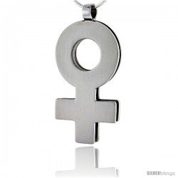 Stainless Steel Female Symbol Pendant 1 1/2 in tall, w/ 30 in Chain