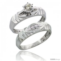 10k White Gold Ladies' 2-Piece Diamond Engagement Wedding Ring Set, 3/16 in wide -Style 10w121e2