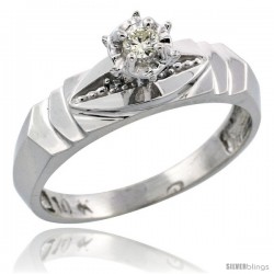 10k White Gold Diamond Engagement Ring, 3/16 in wide -Style 10w121er