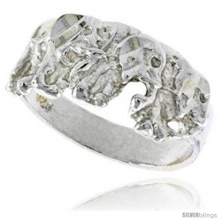 Sterling Silver Elephant Ring Polished finish 7/16 in wide