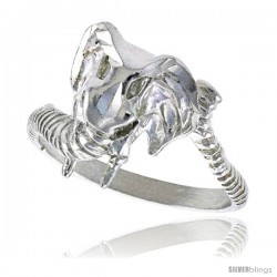 Sterling Silver African Elephant Head Ring Polished finish 1/2 in wide