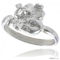 Sterling Silver Elephant Ring Polished finish 7/16 in wide -Style Ffr602