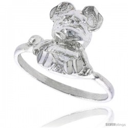 Sterling Silver Teddy Bear Ring Polished finish 9/16 in wide