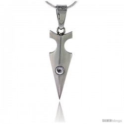 Stainless Steel Arrowhead Charm, 1 1/8 in tall, w/ 30 in Chain