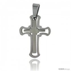 Stainless Steel Cross Pendant Cut-out, 1 3/16 in tall, w/ 30 in Chain