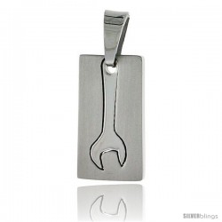 Stainless Steel Wrench Cut-Out Pendant, 7/8 in tall, w/ 30 in Chain