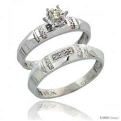 10k White Gold Ladies' 2-Piece Diamond Engagement Wedding Ring Set, 5/32 in wide -Style 10w122e2