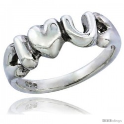 Sterling Silver I Love You Ring 1/4 in wide
