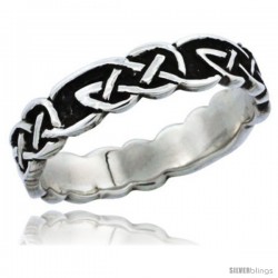 Sterling Silver Celtic Knot Wedding Band Ring 3/16 in wide