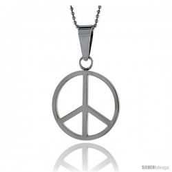 Stainless Steel Peace Sign Pendant, 1 3/16 in tall, w/ 30 in Chain