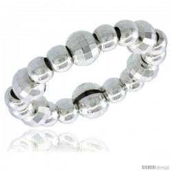 Sterling Silver Stretchable Bead Toe Ring / Kid's Ring on Elastic White Band, 5/32 in. (4 mm) wide