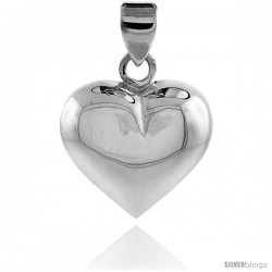 Sterling Silver High Polished 13/16" Puffed Heart, with 18" Box chain.