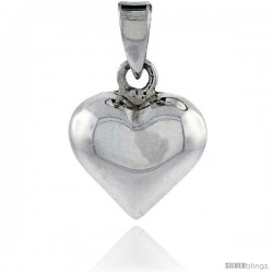 Sterling Silver High Polished Small 9/16" Puffed Heart, with 18" Box chain.