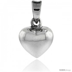 Sterling Silver High Polished Small 1/2" Puffed Heart, with 18" Box chain.