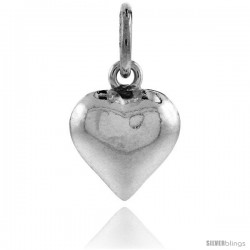 Sterling Silver High Polished Tiny 3/8" Puffed Heart, with 18" Box chain. -Style Tp108