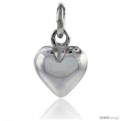 Sterling Silver High Polished Tiny 5/16" Puffed Heart, with 18" Box chain.