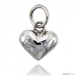 Sterling Silver Hand Engraved Tiny 3/8" Puffed Heart, with 18" Box chain. -Style Tp117