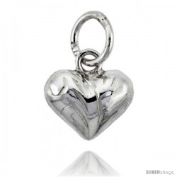 Sterling Silver Hand Engraved Tiny 5/16" Puffed Heart, with 18" Box chain.