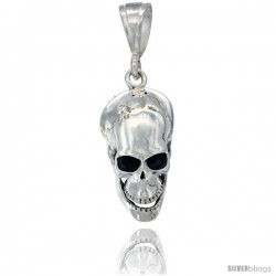 Sterling Silver Skull Pendant, 2 3/8 in (60 mm) tall