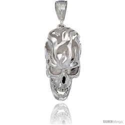 Sterling Silver Large Skull Pendant, 1 1/2 in tall